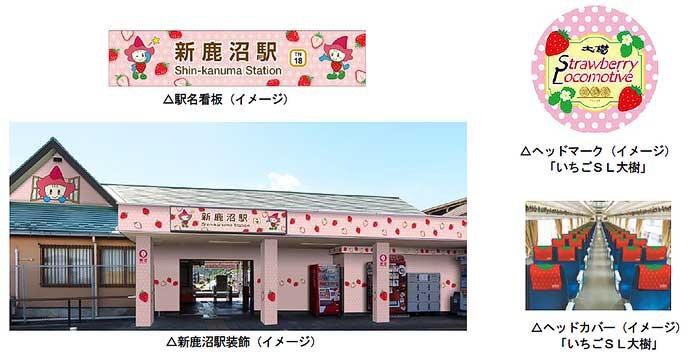 東武，栃木県誕生150年・鹿沼市制75周年記念で「いちごSL大樹ふたら」を運転