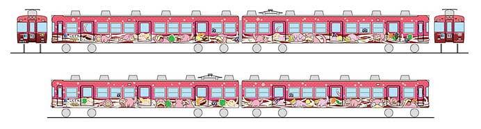 ことでん琴平線で,ヤドンの電車「うどん県×ヤドン号」を運転