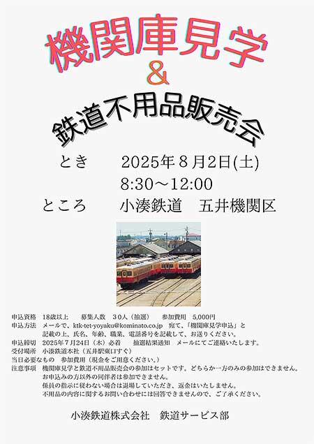 小湊鉄道「機関庫見学&鉄道不用品販売会」開催