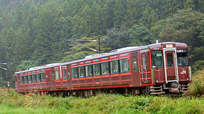 仙山線でキハ110系レトロラッピング車による団臨運転