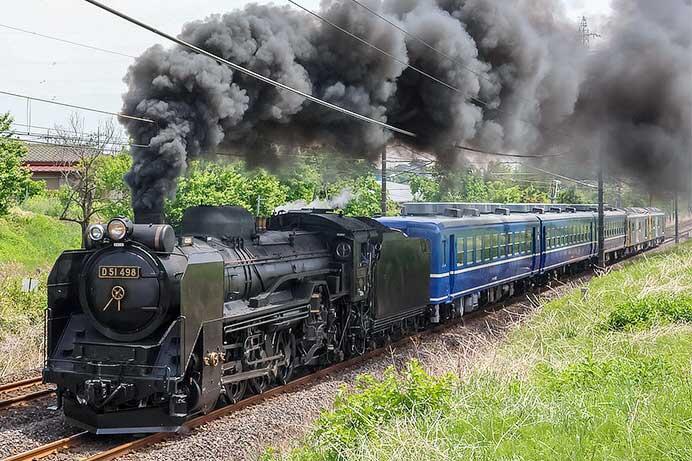 信越本線でD51 498+12系客車+GV-E197形の試運転
