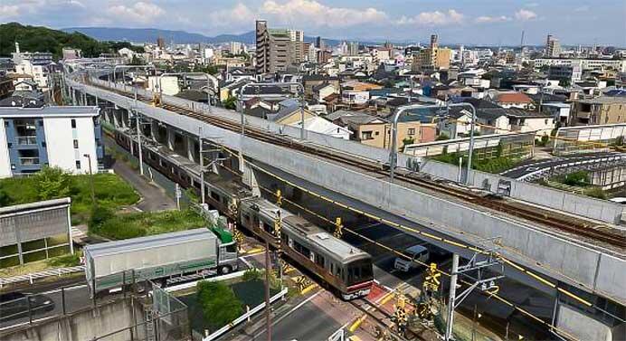 名鉄,瀬戸線喜多山駅付近の下り線を7月26日から高架線に切替え