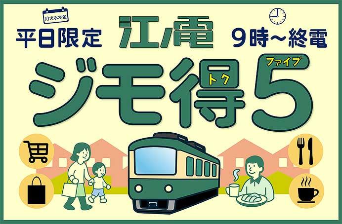 江ノ電,平日オフタイム5日間乗車券「ジモ得5」を発売