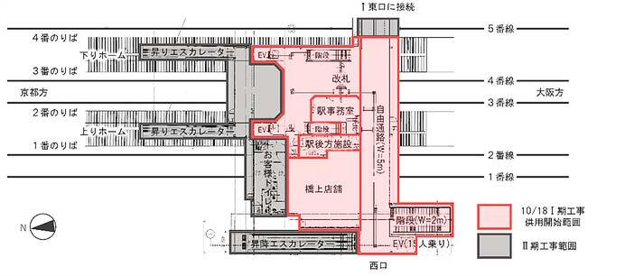 JR京都線 向日町駅の自由通路（西口）・橋上駅舎の一部を10月18日から供用開始